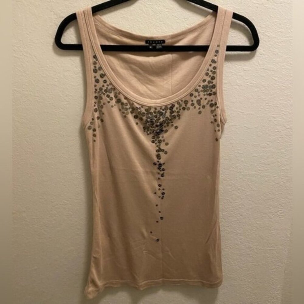 Theory Embellished Tan Tank Top